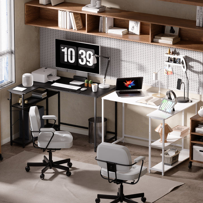 Pamray 43 Inch L Shaped Computer Desk with Reversible Side Storage She