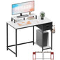 PAMRAY 39 Inch Computer Desk with Monitor Stand Small Home Office Desks with Storage Drawer for Bedroom