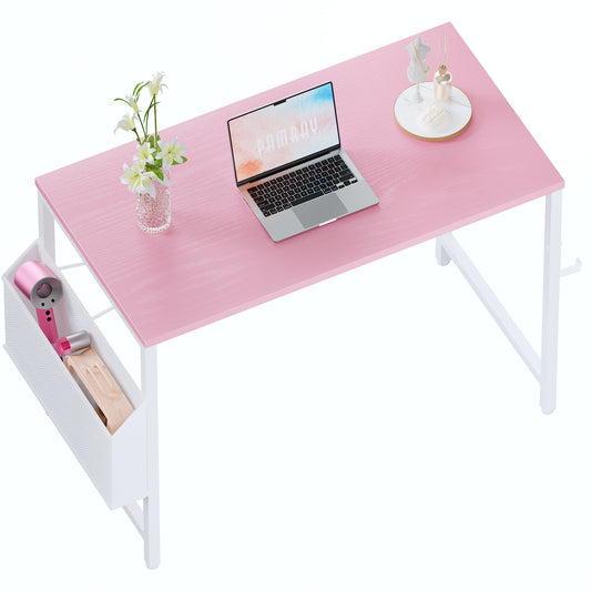 Pamray 32 Inch Computer Desk for Small Spaces with Storage Bag, Home Office Work Desk with Headphone Hook