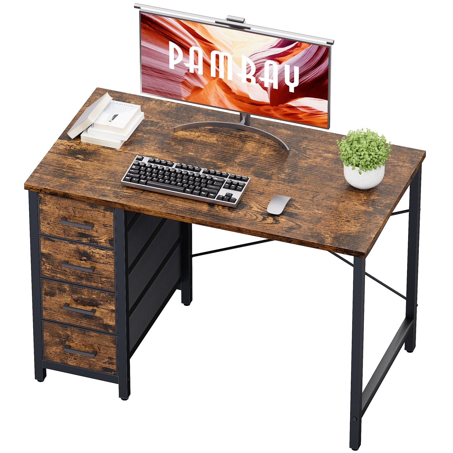 Pamray 32 Inch Computer Desk with 4 Drawers Small Office Desk for Home Bedroom Study Writing Simple Modern Computer Table