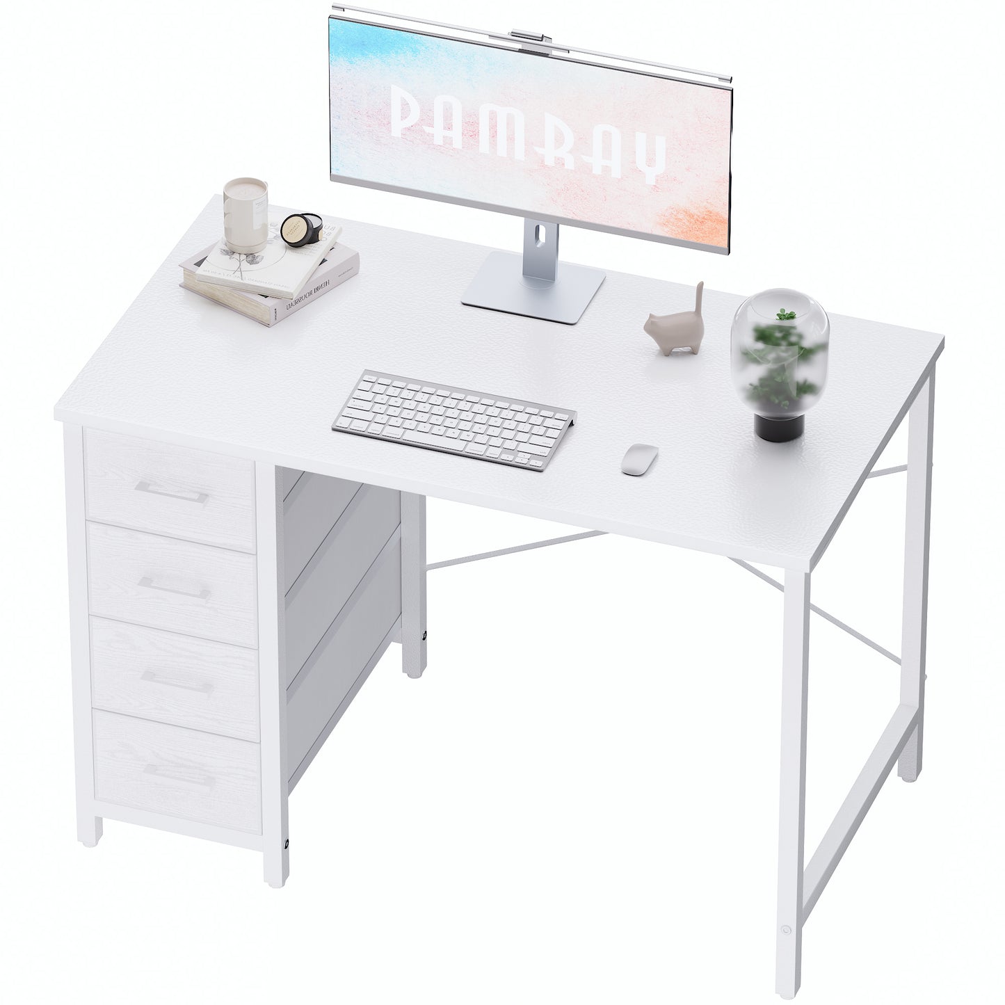 Pamray 32 Inch Computer Desk with 4 Drawers Small Office Desk for Home Bedroom Study Writing Simple Modern Computer Table