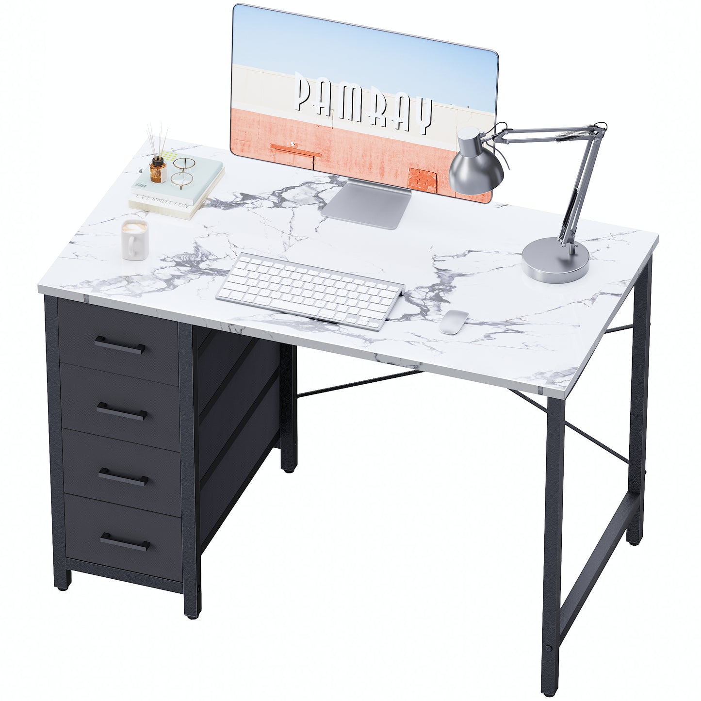 Pamray 32 Inch Computer Desk with 4 Drawers Small Office Desk for Home Bedroom Study Writing Simple Modern Computer Table