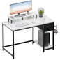 PAMRAY 39 Inch Computer Desk with Monitor Stand Small Home Office Desks with Storage Drawer for Bedroom